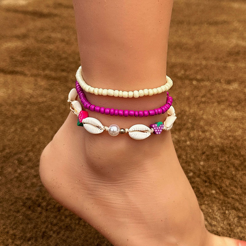 Foot Ornaments Bohemian Color Bead Starfish Shell Pendant Anklet