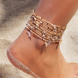 Foot Ornaments Bohemian Color Bead Starfish Shell Pendant Anklet