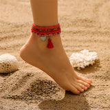 Foot Ornaments Bohemian Color Bead Starfish Shell Pendant Anklet