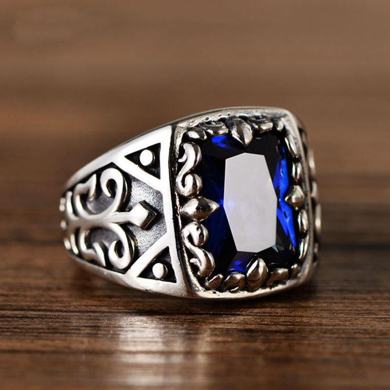 Blue Moonlight S925 Silver Jewelry Vintage Ring