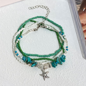 Foot Ornaments Bohemian Color Bead Starfish Shell Pendant Anklet