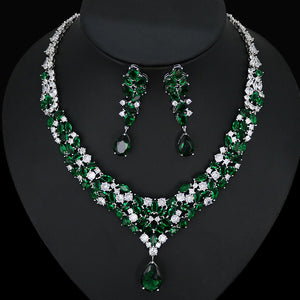 Bridal Zircon Necklace Two-piece Earrings Set