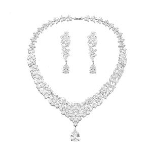 Bridal Zircon Necklace Two-piece Earrings Set